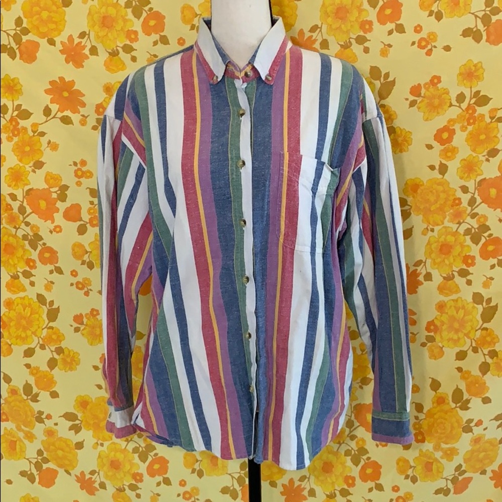 Vintage 1990s Striped Button Down Shirt